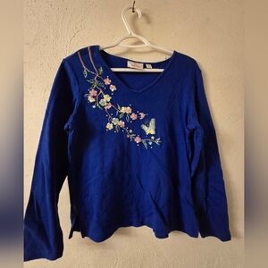 Quacker Factory Royal Blue Beaded Top